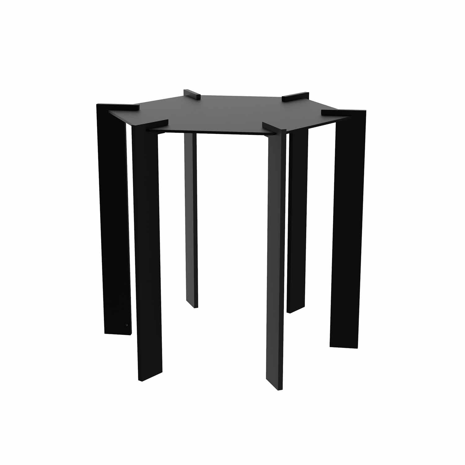 Beistelltisch CLASSIC aus Metall, hexagonale Tischplatte, Tiefschwarz – Made in Germany