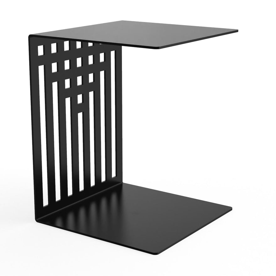 Designer-Beistelltisch EVOC 04 aus pulverbeschichtetem Stahl, schwarz, C-Form