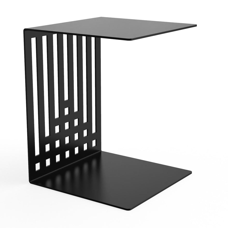 Designer-Beistelltisch EVOC 05 aus pulverbeschichtetem Stahl, schwarz, C-Form
