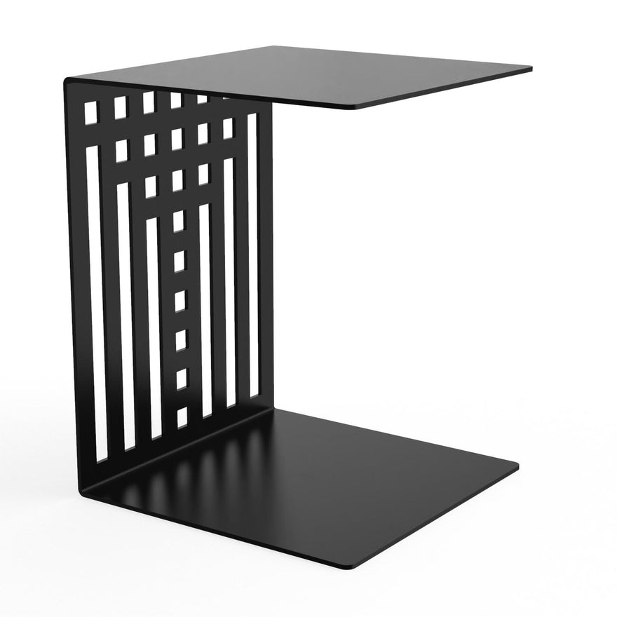 Designer-Beistelltisch EVOC 06 aus pulverbeschichtetem Stahl, schwarz, C-Form