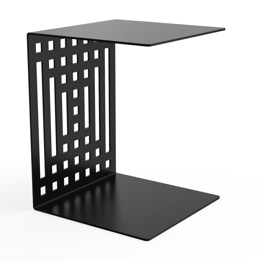 Designer-Beistelltisch EVOC 08 aus pulverbeschichtetem Stahl, schwarz, C-Form