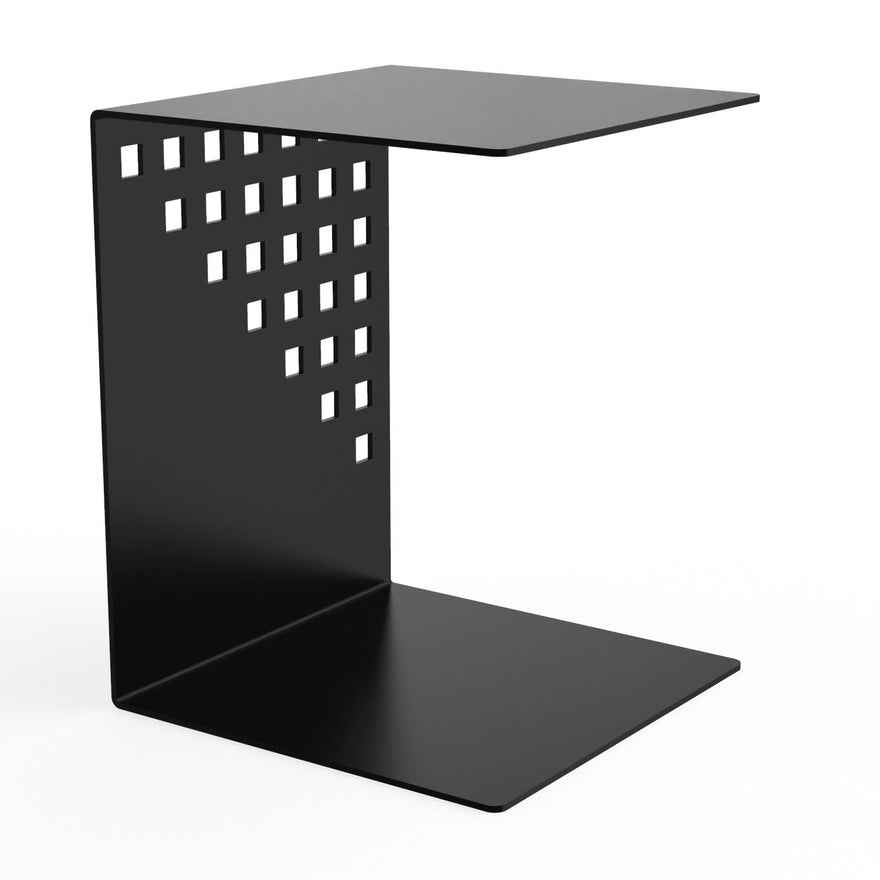 Designer-Beistelltisch EVOC 09 aus pulverbeschichtetem Stahl, schwarz, C-Form