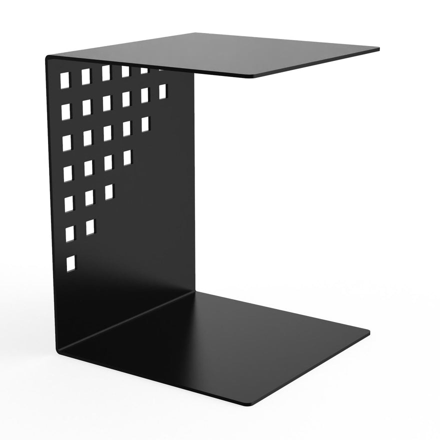 Designer-Beistelltisch EVOC 10 aus pulverbeschichtetem Stahl, schwarz, C-Form
