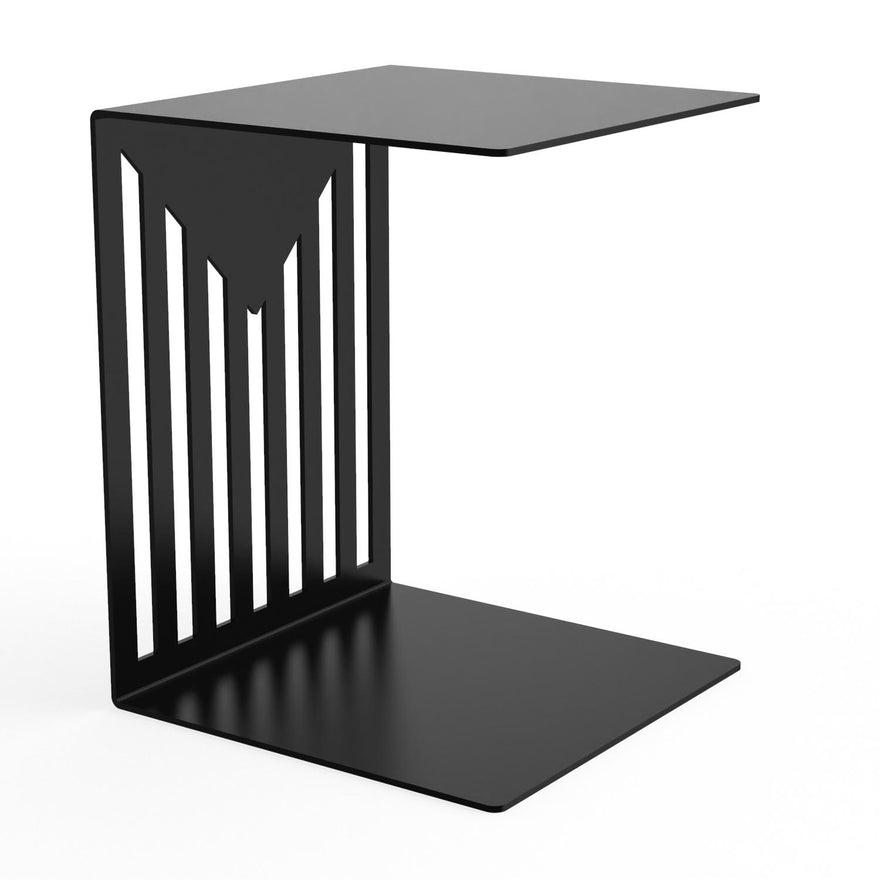 Designer-Beistelltisch EVOC 11 aus pulverbeschichtetem Stahl, schwarz, C-Form