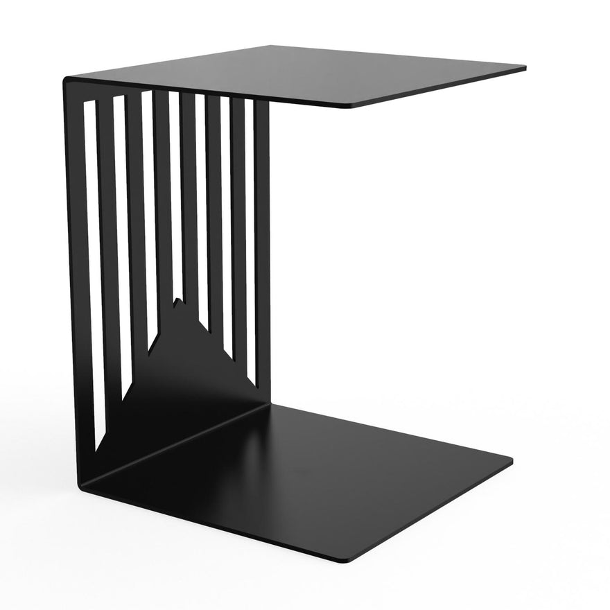Designer-Beistelltisch EVOC 12 aus pulverbeschichtetem Stahl, schwarz, C-Form