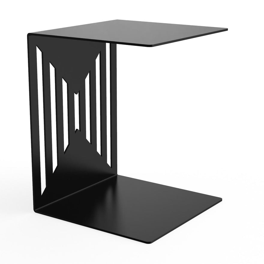 Designer-Beistelltisch EVOC 13 aus pulverbeschichtetem Stahl, schwarz, C-Form