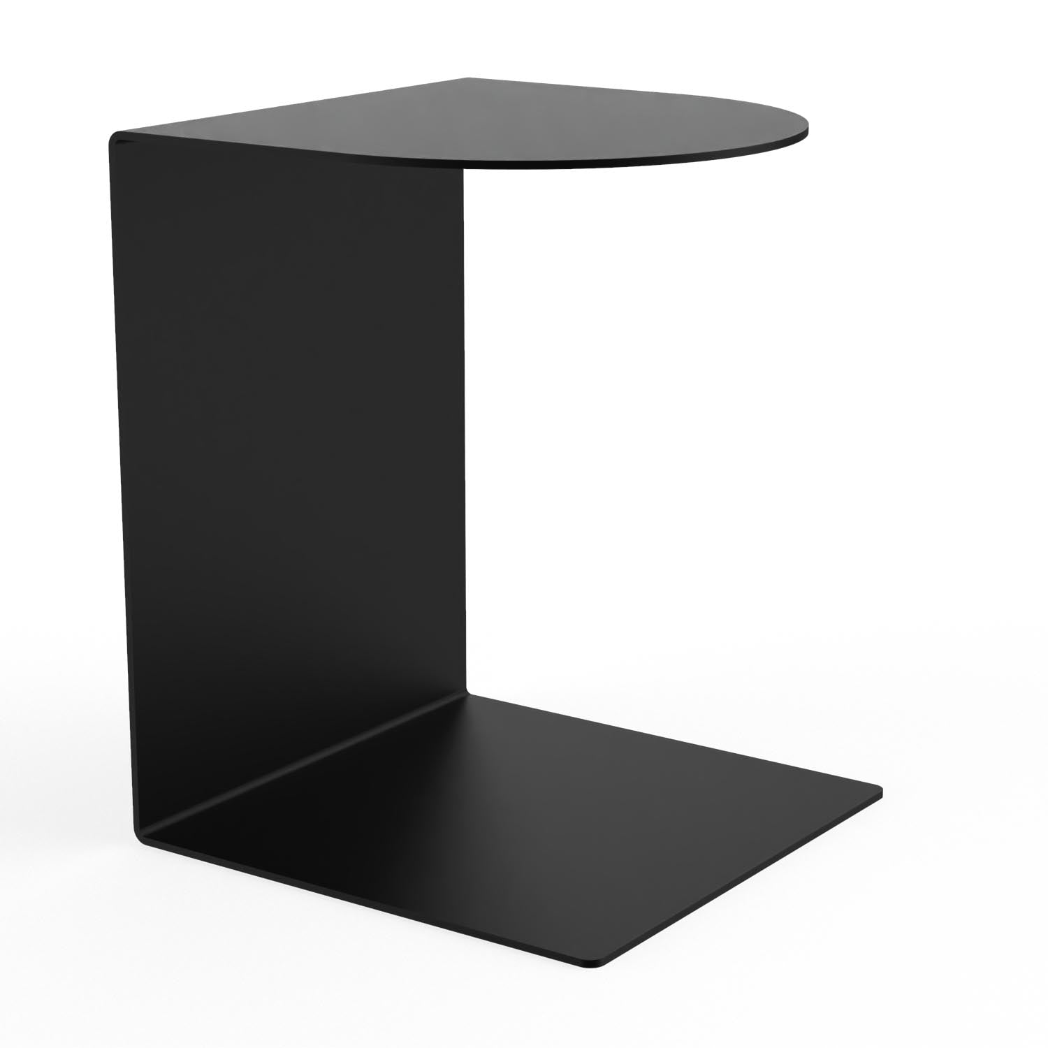 Designer-Beistelltisch EVOC 18 halbrund aus pulverbeschichtetem Stahl, schwarz