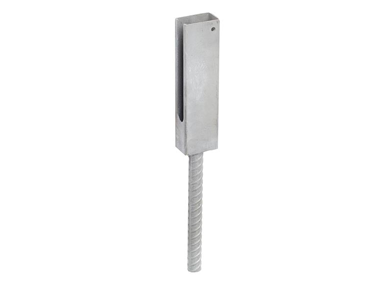 Bohrlochadapter 55 x 34 x 400 mm mit Bodenstift Ø 20 mm, Seitenansicht
