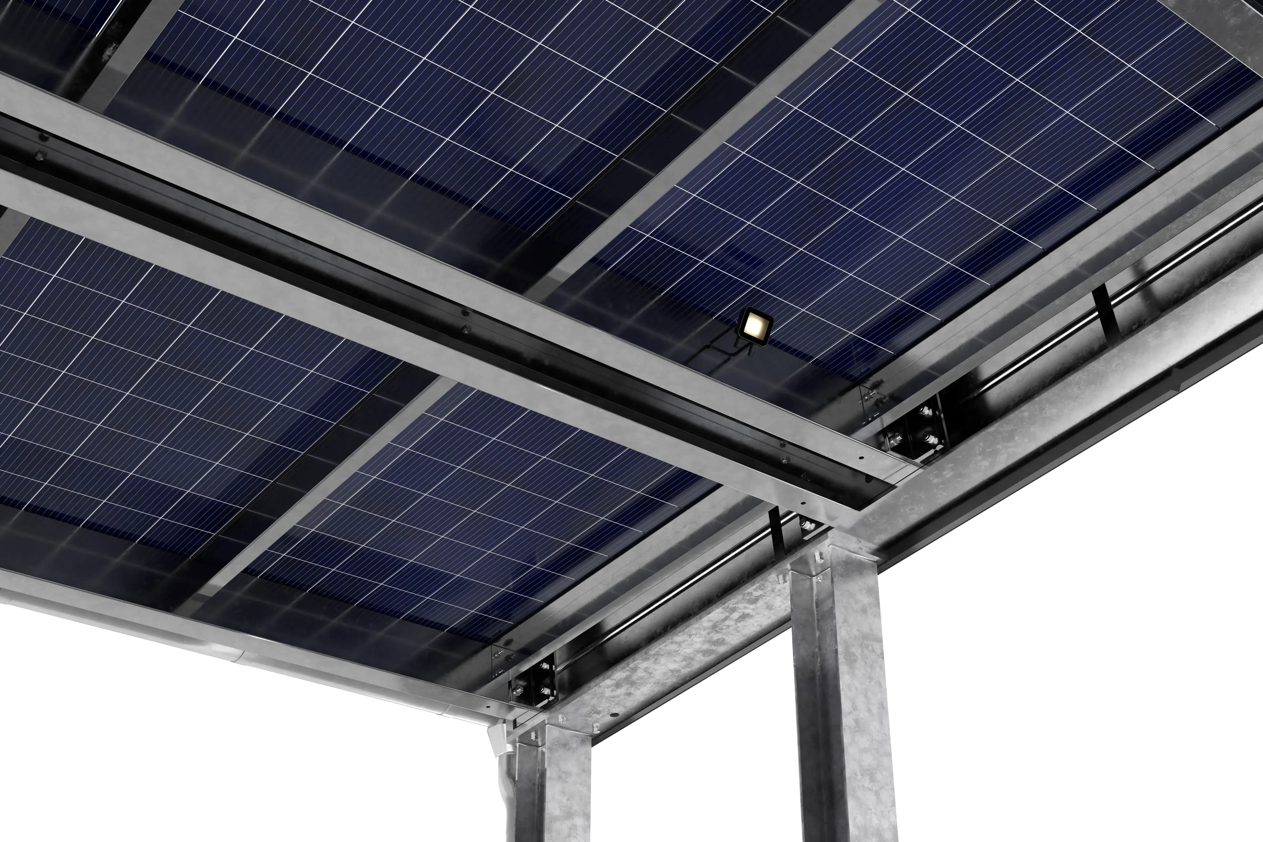 Carport Solar PV Cover - WSM Kirchberger - Untersicht mit Beleuchtung