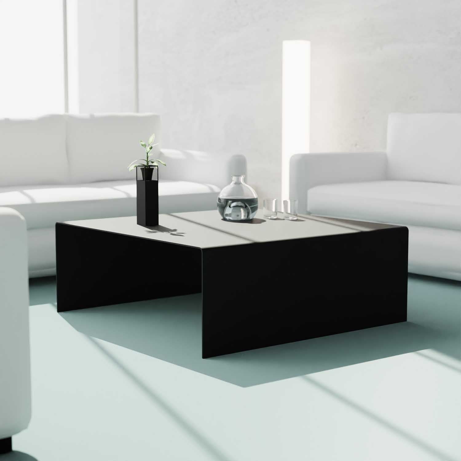 Couchtisch MOOD aus Metall, quadratisch 80x80 cm, Tiefschwarz matt – Made in Germany