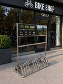 Edelstahl-Fahrradständer mit Werbefläche für 6 Räder – rostfrei und witterungsbeständig