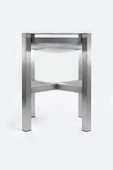 Edelstahl Feuerschale mit Grillplatte, modernes Design, stabiler Stand, Outdoor Grill
