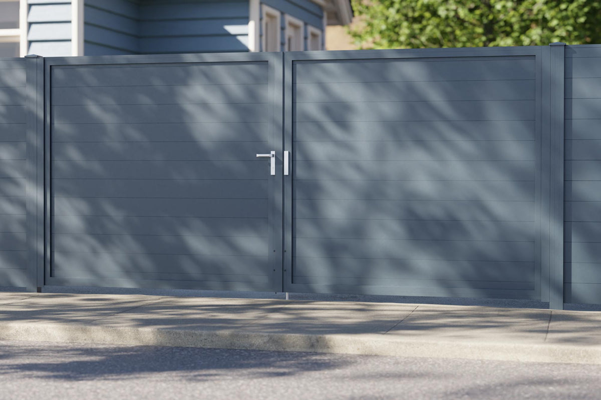 Einfahrtstor VIDUAL swing line 100, im Garten