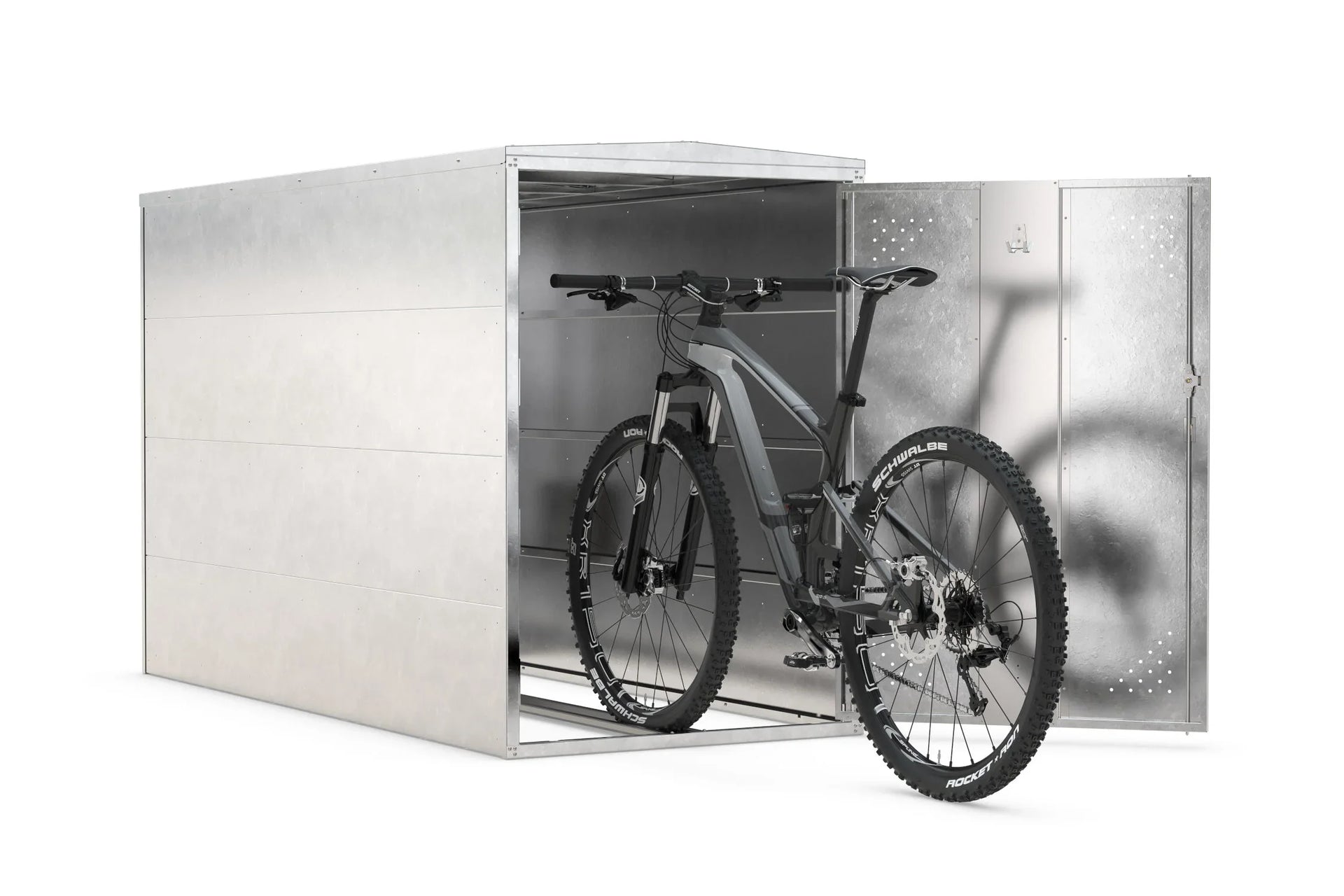 Bikebox Basic Giebeldach – Fahrradgarage verzinkt, Ladevorrichtung