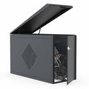 Fahrradbox Diamond Premium mit aufklappbarem Pultdach aus Stahl RAL 7016, ausziehbare Einlaufschiene, Lüftungsmuster Rechteck – abschließbar, Made in Germany