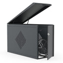 Fahrradbox Diamond Premium mit aufklappbarem Pultdach aus Stahl RAL 7016, starre Einlaufschiene, Lüftungsmuster Rechteck – abschließbar, Made in Germany