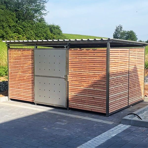 Zu Fahrradhäusern, Fahrradgaragen und Mülltonnenhäusern