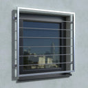 Fenstergitter aus Edelstahl mit Fensterbank, modernes Design, Montiert an Außenwand