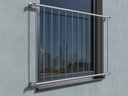 Fenstergitter Edelstahl für französischen Balkon an Fenster montiert, modern, sicher