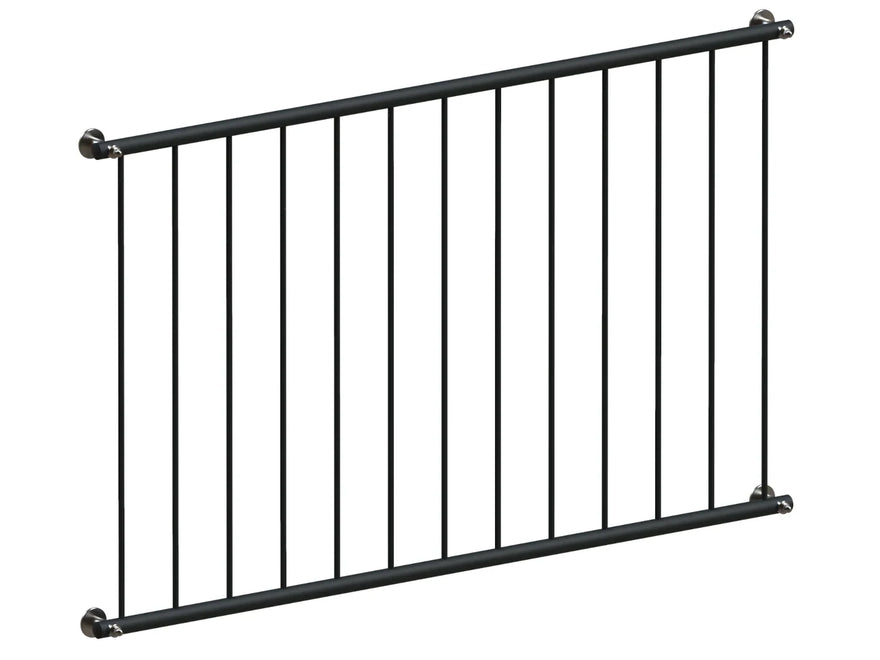 Schwarzes Fenstergitter für französischen Balkon, einfache Metallkonstruktion, Wandmontage