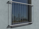 Fenstergitter Edelstahl für französischen Balkon, modernes Stecksystem an Außenfassade