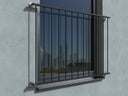 Fenstergitter aus Metall für französischen Balkon, pulverbeschichtet, an grauer Fassade