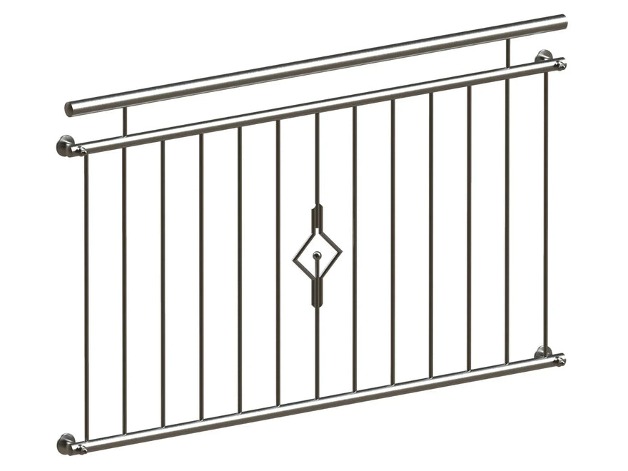 Fenstergitter aus Edelstahl für französischen Balkon mit modernem Design und Rautenmuster