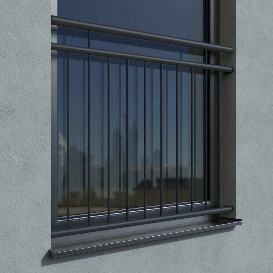 Französischer Balkon Lyon in Farbe Laibung real