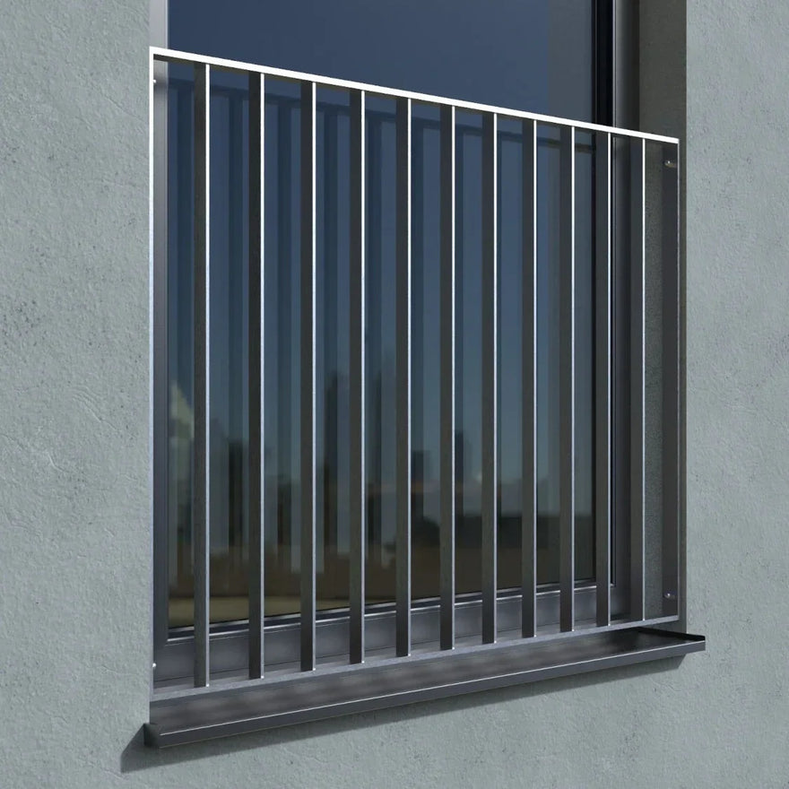 Fenstergitter aus Edelstahl für französischen Balkon, modernes Design, Montage in der Laibung