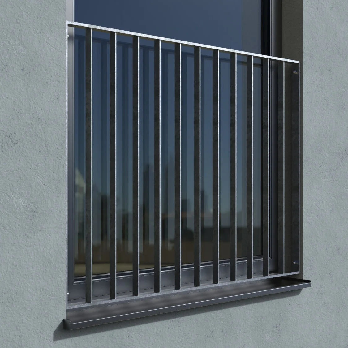 Französischer Balkon Marseille verzinkt Laibung real