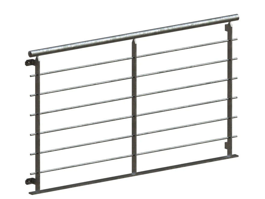 Verzinktes Fenstergitter für französischen Balkon, schlichtes Metall Design, waagerechte Stäbe