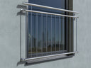Fenstergitter aus Edelstahl für französischen Balkon, modern am Fenster montiert
