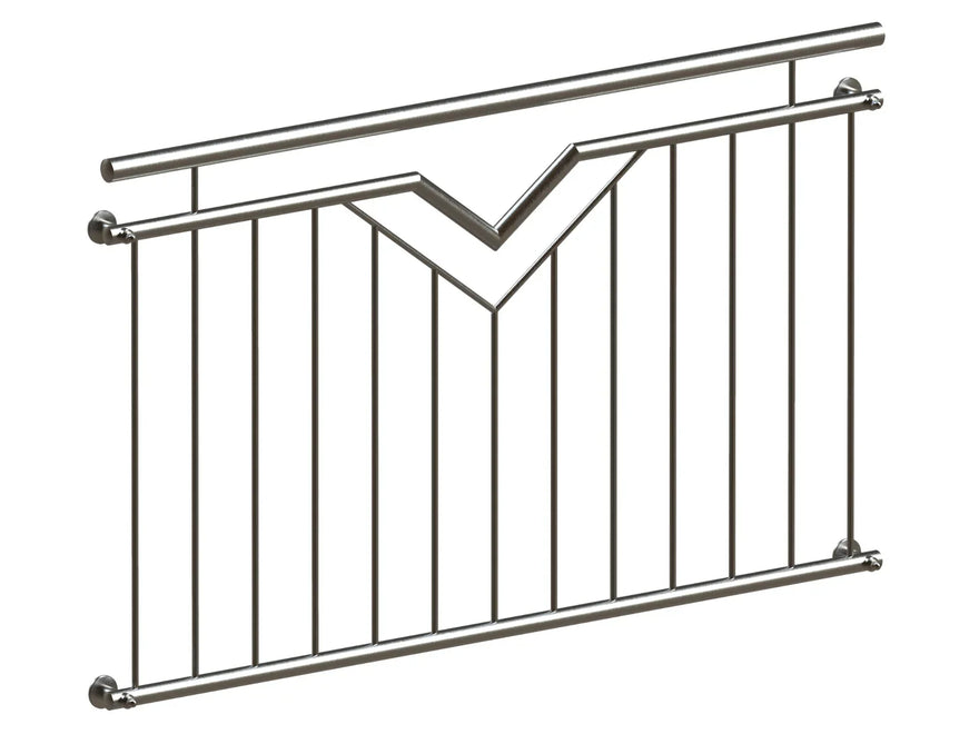 Fenstergitter französischer Balkon aus Edelstahl mit modernem V-Design, Wandmontage