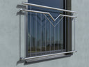 Fenstergitter französischer Balkon aus Edelstahl, modern vor Fenster montiert