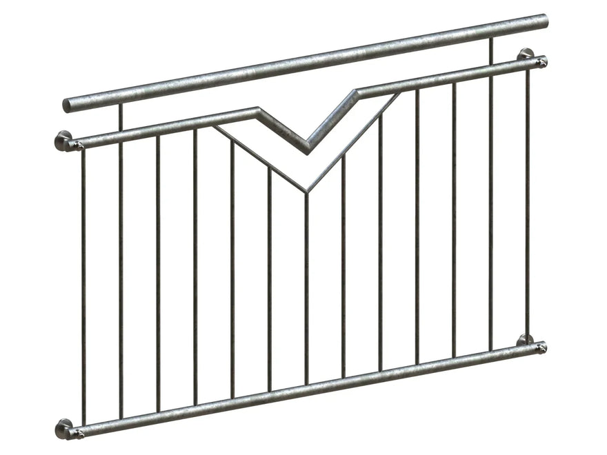 Verzinktes Fenstergitter für französischen Balkon mit modernem V-Design aus Metall