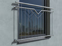 Verzinktes Fenstergitter für französischen Balkon mit modernem Design an Außenfassade