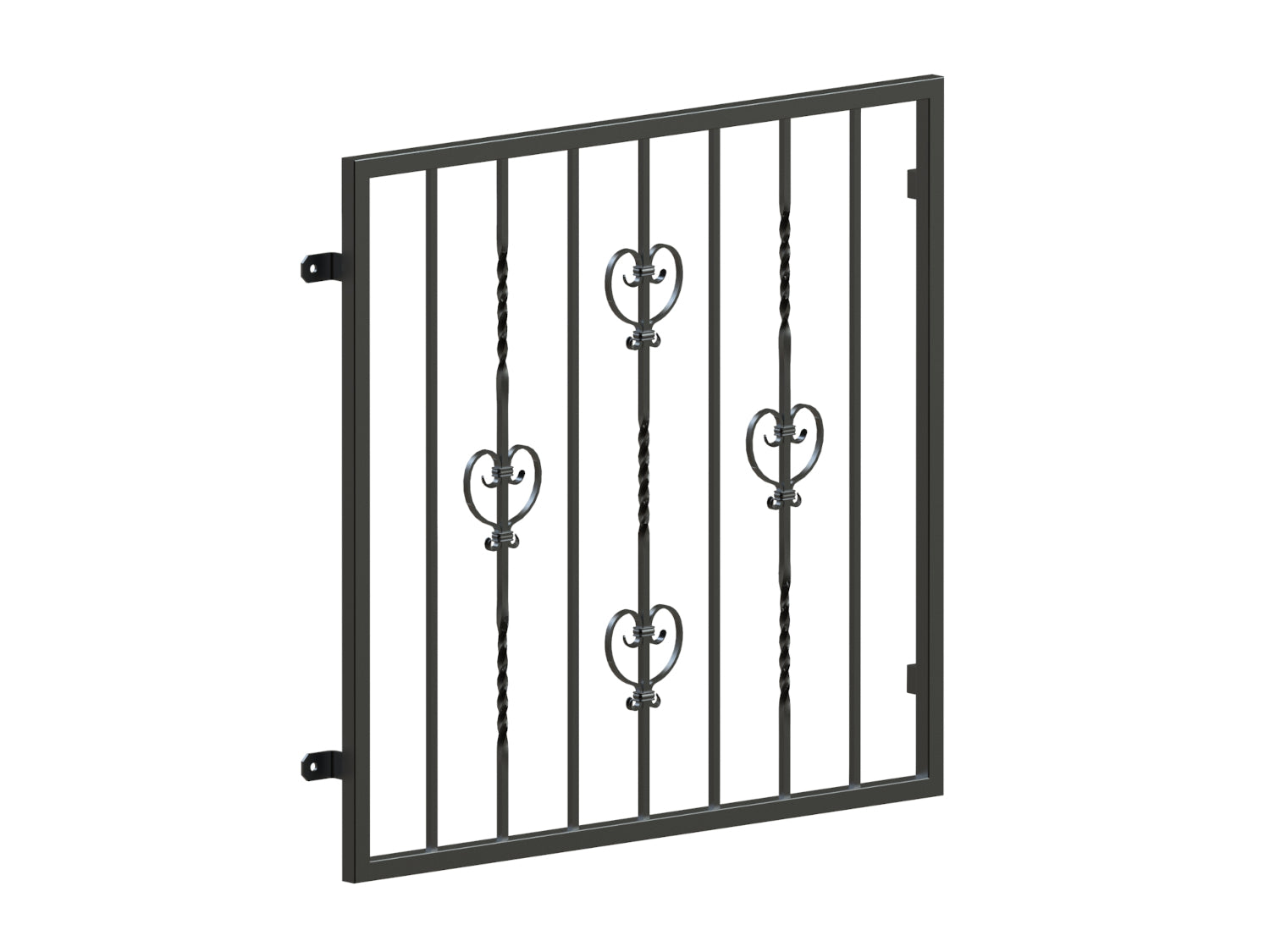 Fenstergitter in Farbe Modell Caorle pulverbeschichtet vorgesetzt Detail