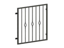 Fenstergitter aus Metall in Anthrazit RAL7016 mit dekorativen Zierstäben