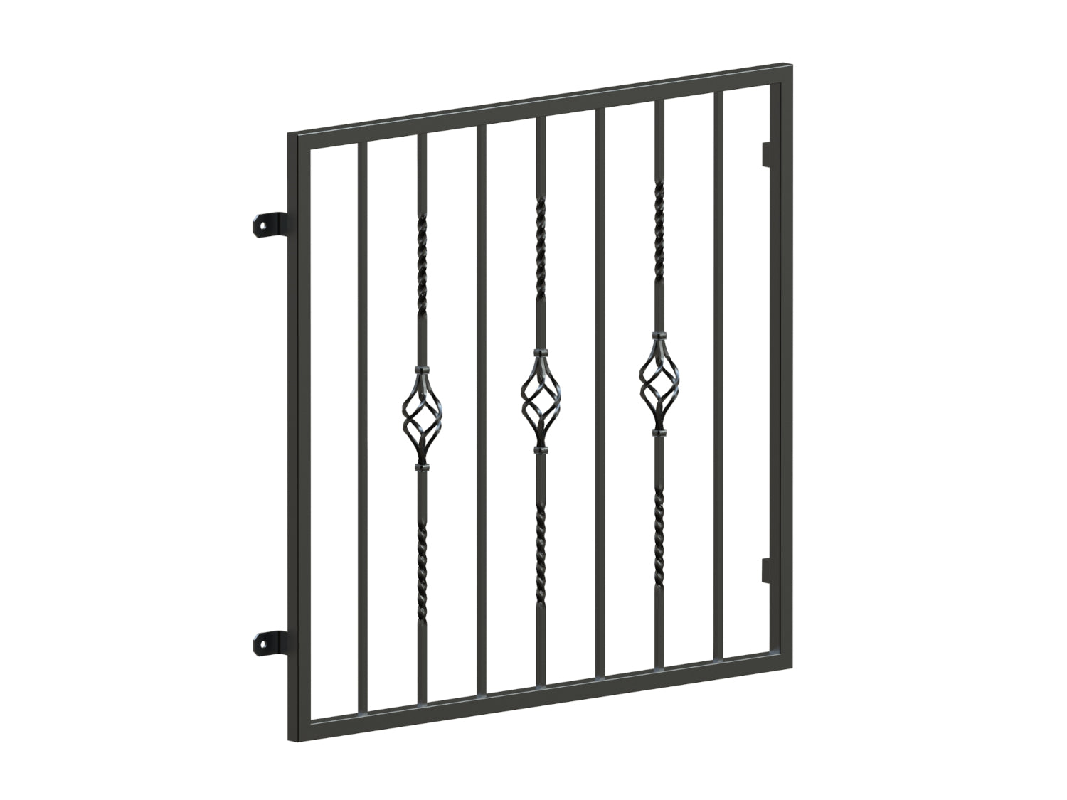 Fenstergitter Mailand 2 pulverbeschichtet vorgesetzt Detail