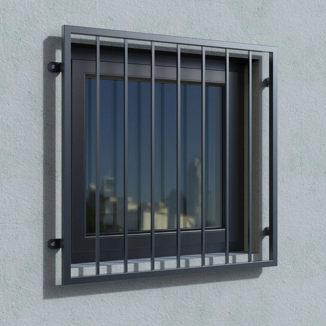 Fenstergitter Modell Turin ohne Fensterbrett pulverbeschichtet vorgesetzt real