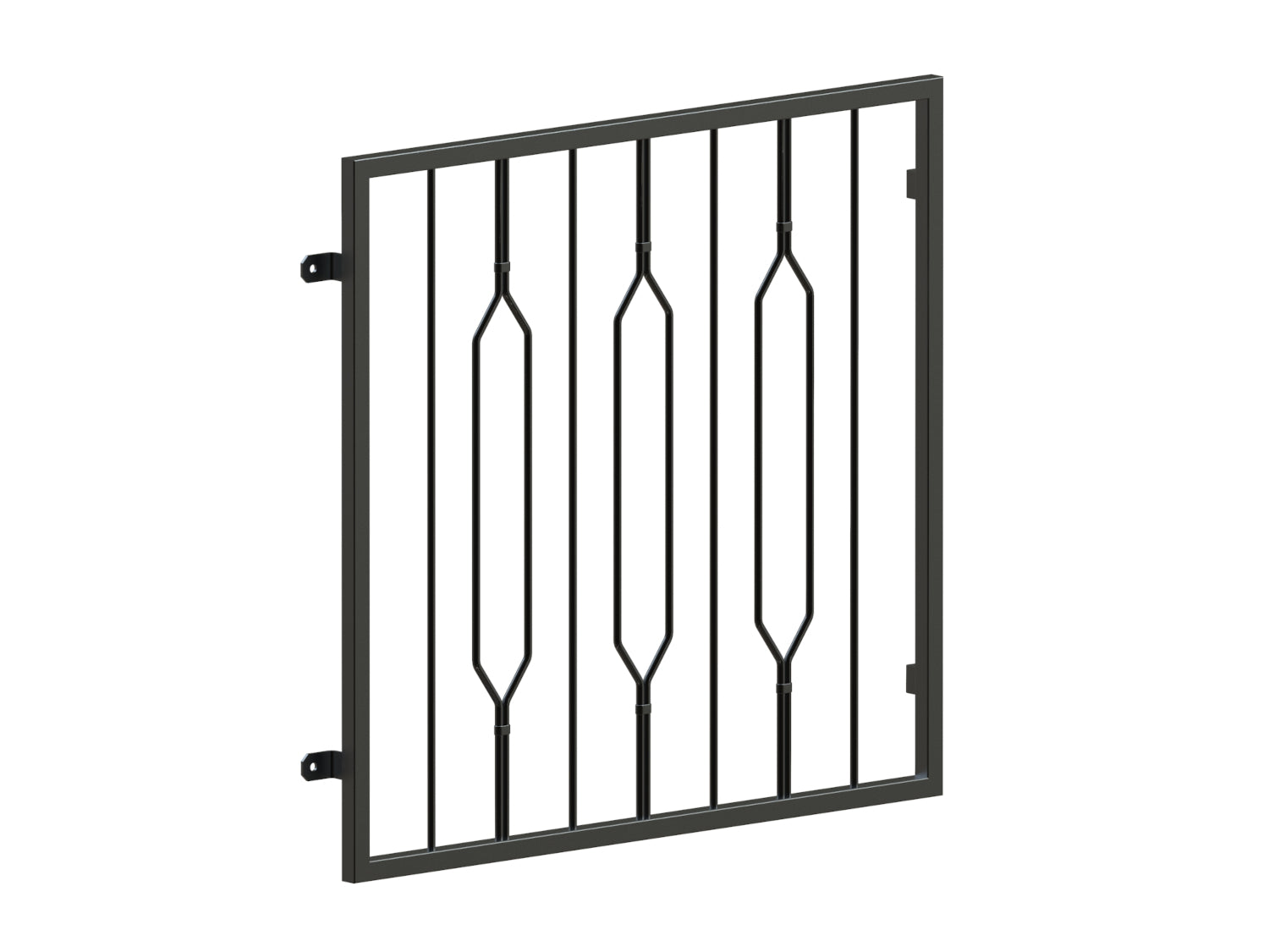 Fenstergitter Modell Venedig 2 pulverbeschichtet vorgesetzt Detail