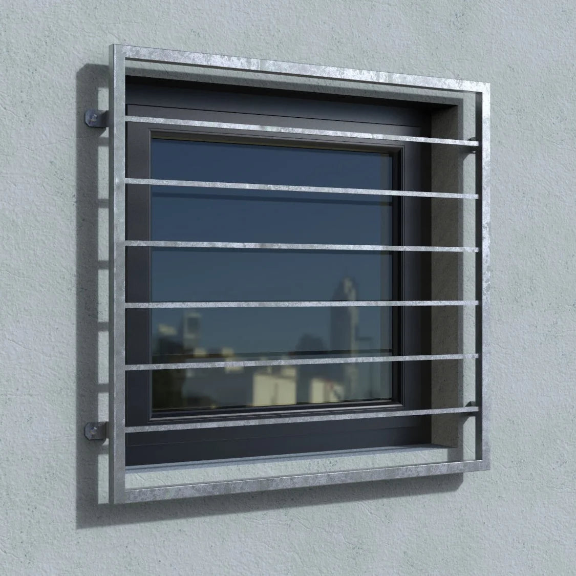Fenstergitter Modell Pisa ohne Fensterbrett verzinkt vorgesetzt real