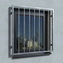 Verzinktes Fenstergitter Turin mit Fensterbank an Hauswand, stabile Metallkonstruktion