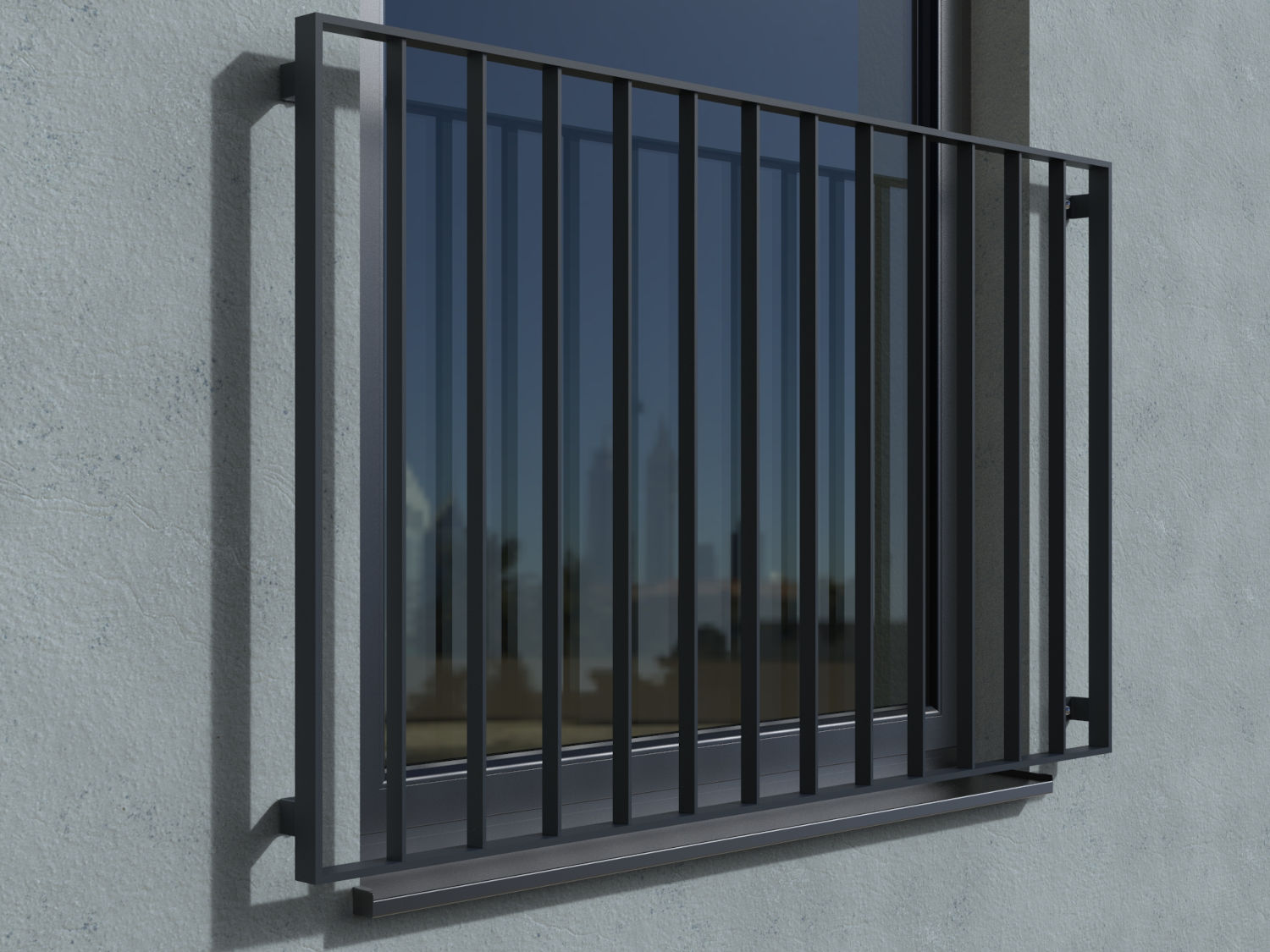 Französischer Balkon Marseille pulverbeschichtet vorgesetzt real