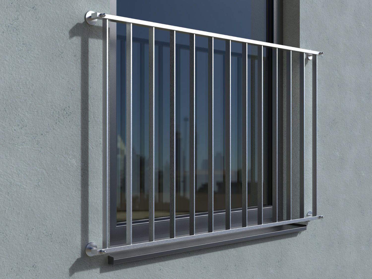 Französischer Balkon Basic 3 Edelstahl vorgesetzt real