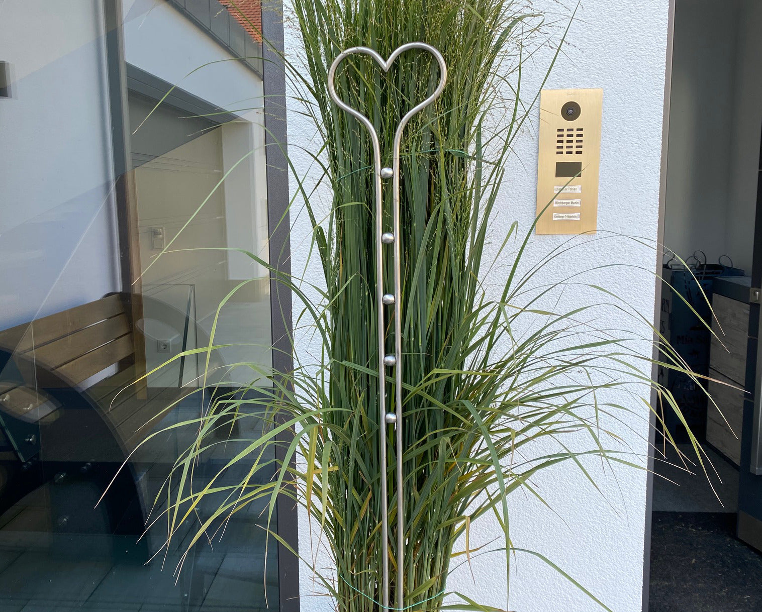 Gartenstab Pflanzenstab Herz in Edelstahl Deko Hauseingang