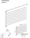 Metall Geländer Modul A2 zur Bodenmontage, technische Zeichnung, Maße 1500 x 1104 mm