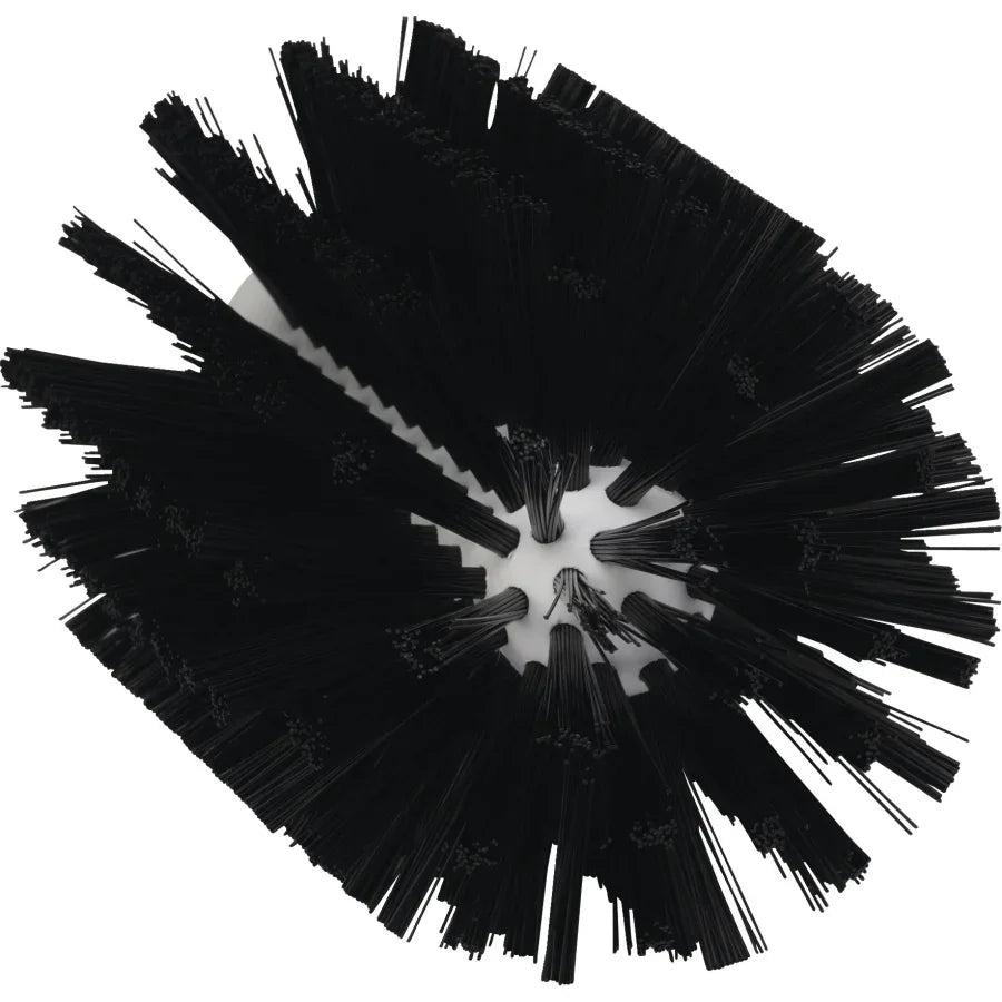 Runde Glas-Reinigungsbürste mit schwarzen Kunststoffborsten für Pelletkamine