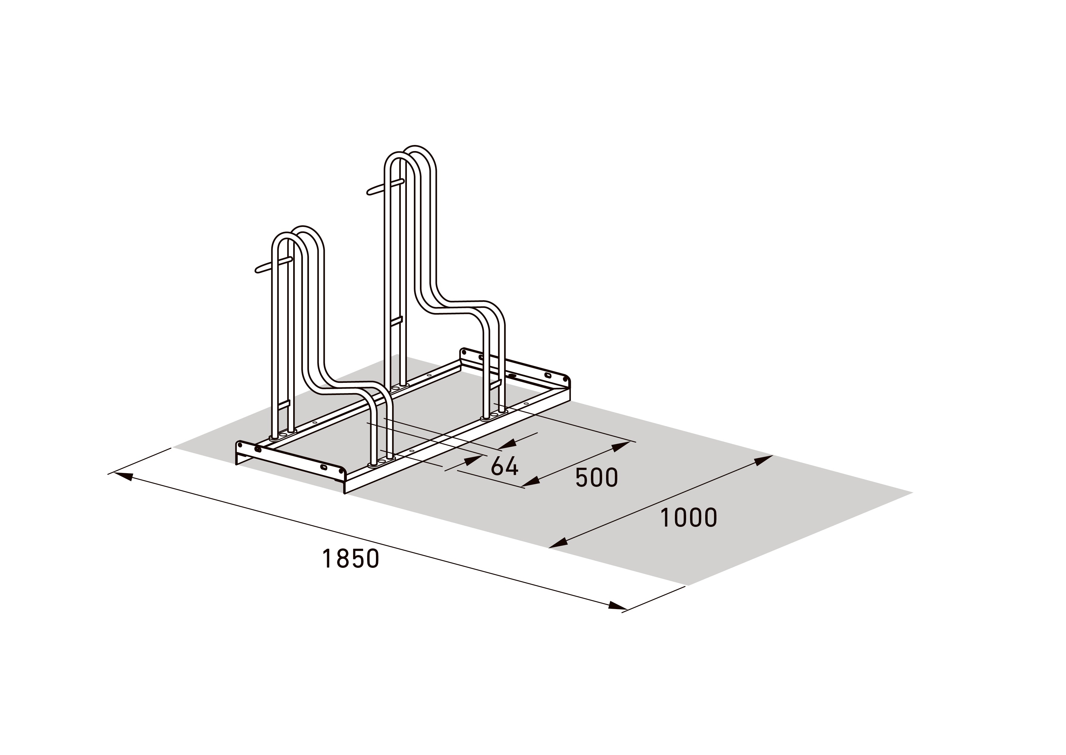 Maßzeichnung Standparker 4052 XBR isometrisch, Breite 1000 mm, Höhe 720 mm, Tiefe 390 mm
