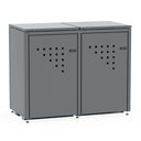 Mülltonnenbox BINBOX für 2 Mülltonnen in Anthrazitgrau (RAL 7016), Stahl farbbeschichtet, abschließbar mit 2 Flügeltüren – Bausatz, Made in Germany